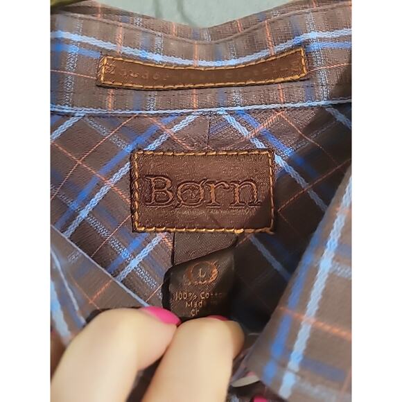 Born Børn Men’s Plaid Button Down Shirt Size Large Long Sleeve NWOT Casual - Picture 5 of 9